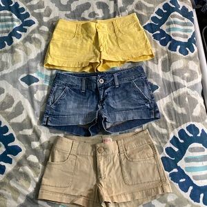 Shorts. Yellow and tan size 3, denim size 2 but fits like a 3